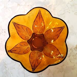 Vintage Anchor Hocking amber leaf bowl